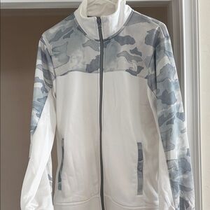 Men’s White and Gray Camo North Face Jacket